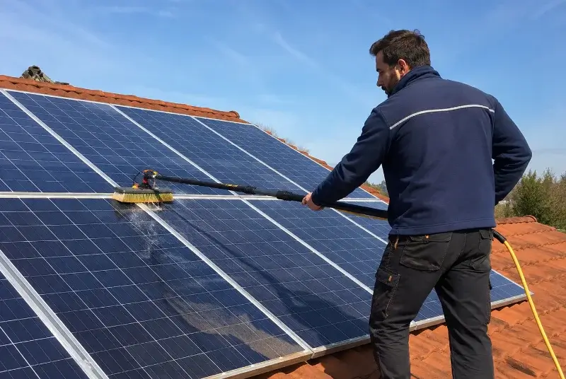 Nettoyage et entretien de panneaux solaires au Triadou